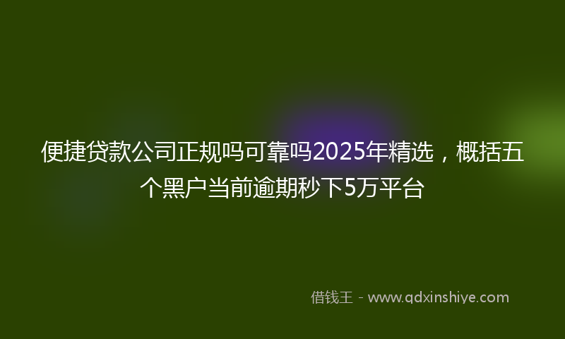 便捷贷款公司正规吗可靠吗2025年精选，概括五个黑户当前逾期秒下5万平台