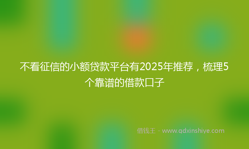 不看征信的小额贷款平台有2025年推荐，梳理5个靠谱的借款口子