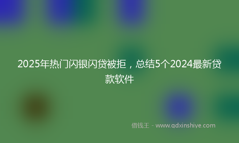 2025年热门闪银闪贷被拒，总结5个2024最新贷款软件
