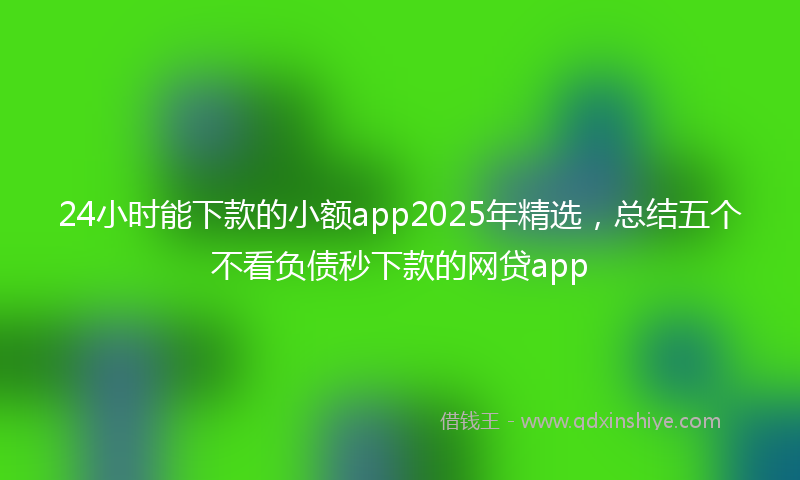 24小时能下款的小额app2025年精选，总结五个不看负债秒下款的网贷app