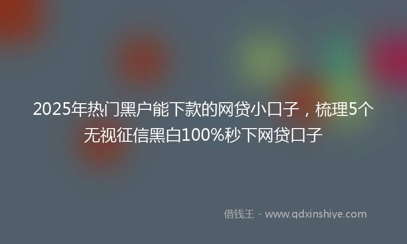 2025年热门黑户能下款的网贷小口子，梳理5个无视征信黑白100%秒下网贷口子