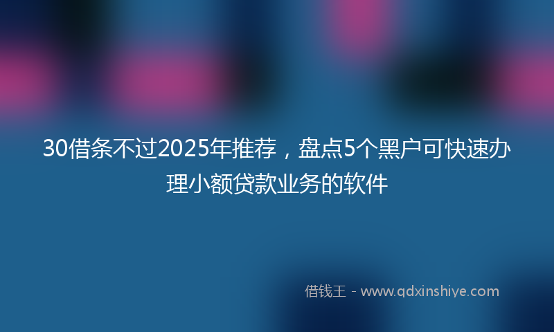 30借条不过2025年推荐，盘点5个黑户可快速办理小额贷款业务的软件