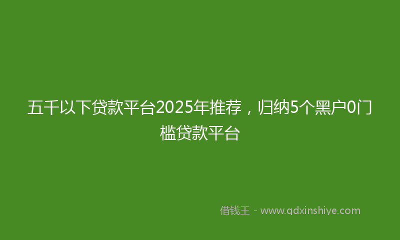 五千以下贷款平台2025年推荐，归纳5个黑户0门槛贷款平台