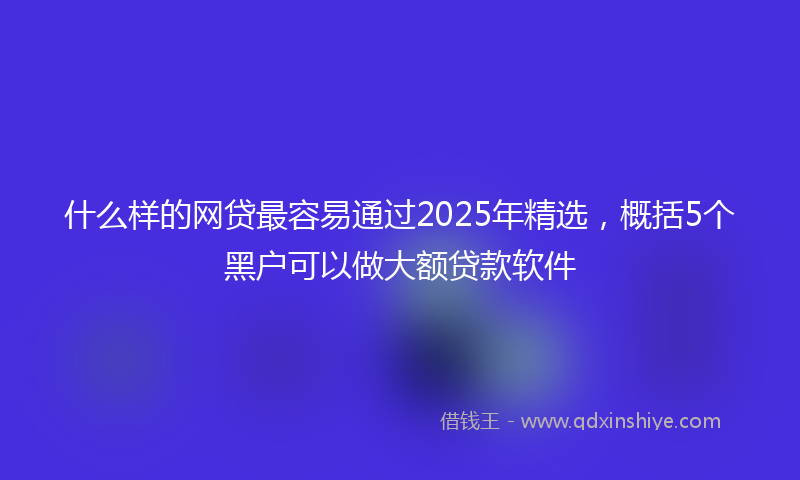 什么样的网贷最容易通过2025年精选，概括5个黑户可以做大额贷款软件