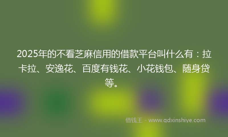 2025年的不看芝麻信用的借款平台叫什么有：拉卡拉、安逸花、百度有钱花、小花钱包、随身贷等。