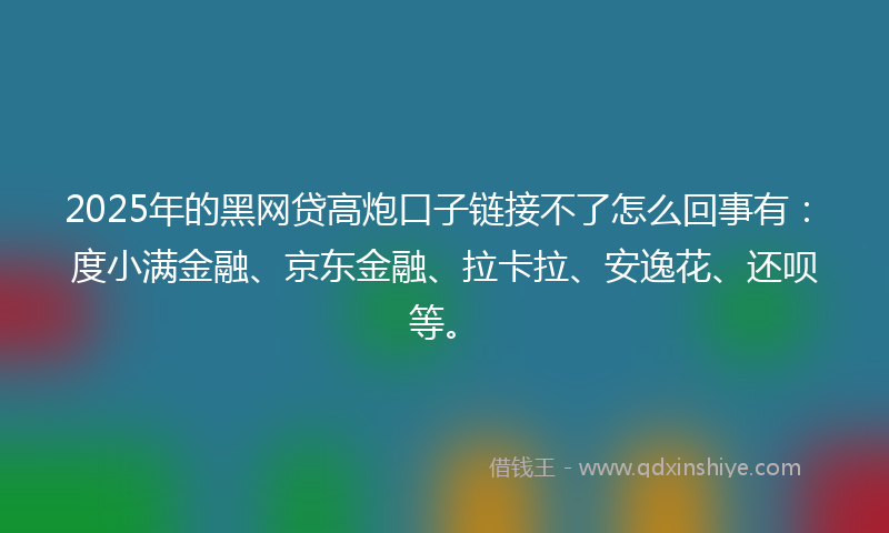 2025年的黑网贷高炮口子链接不了怎么回事有：度小满金融、京东金融、拉卡拉、安逸花、还呗等。