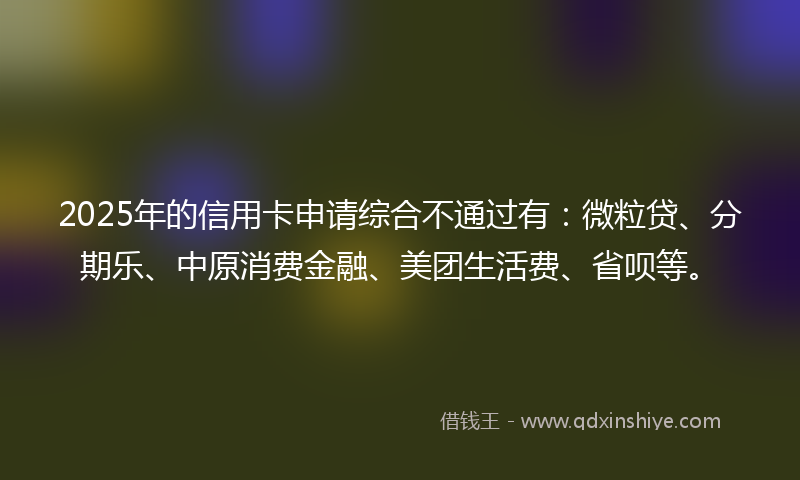 2025年的信用卡申请综合不通过有：微粒贷、分期乐、中原消费金融、美团生活费、省呗等。