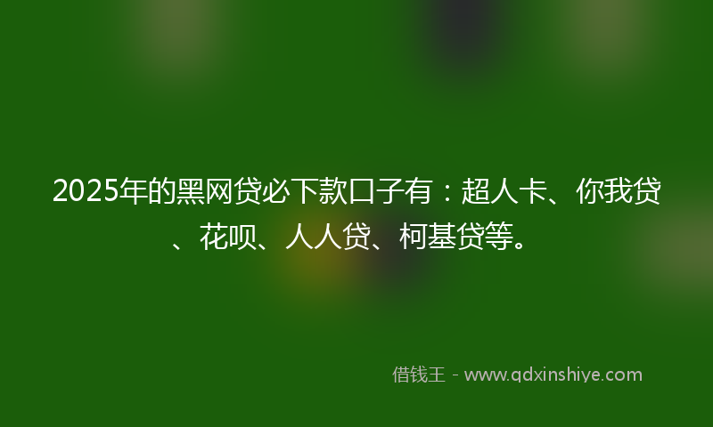 2025年的黑网贷必下款口子有：超人卡、你我贷、花呗、人人贷、柯基贷等。