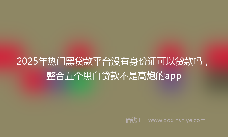 2025年热门黑贷款平台没有身份证可以贷款吗，整合五个黑白贷款不是高炮的app