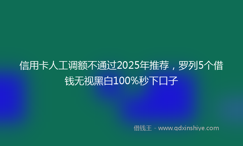 信用卡人工调额不通过2025年推荐，罗列5个借钱无视黑白100%秒下口子