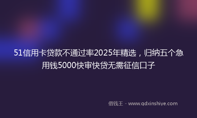 51信用卡贷款不通过率2025年精选，归纳五个急用钱5000快审快贷无需征信口子