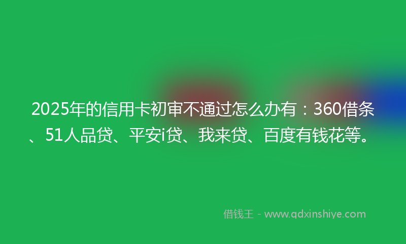 2025年的信用卡初审不通过怎么办有：360借条、51人品贷、平安i贷、我来贷、百度有钱花等。