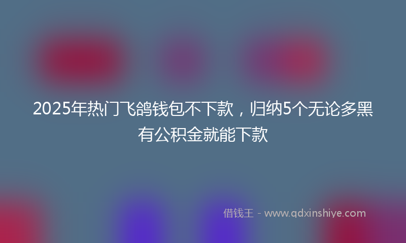 2025年热门飞鸽钱包不下款，归纳5个无论多黑有公积金就能下款