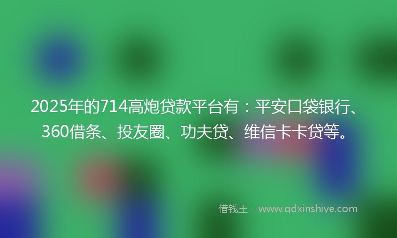 2025年的714高炮贷款平台有：平安口袋银行、360借条、投友圈、功夫贷、维信卡卡贷等。