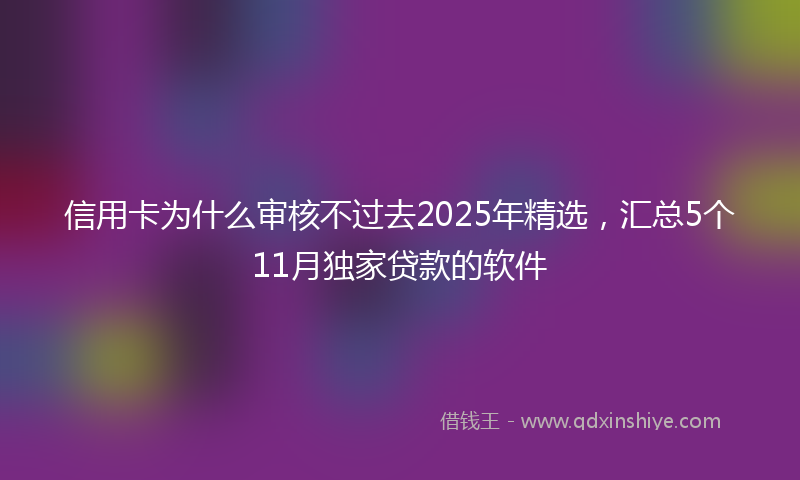 信用卡为什么审核不过去2025年精选，汇总5个11月独家贷款的软件