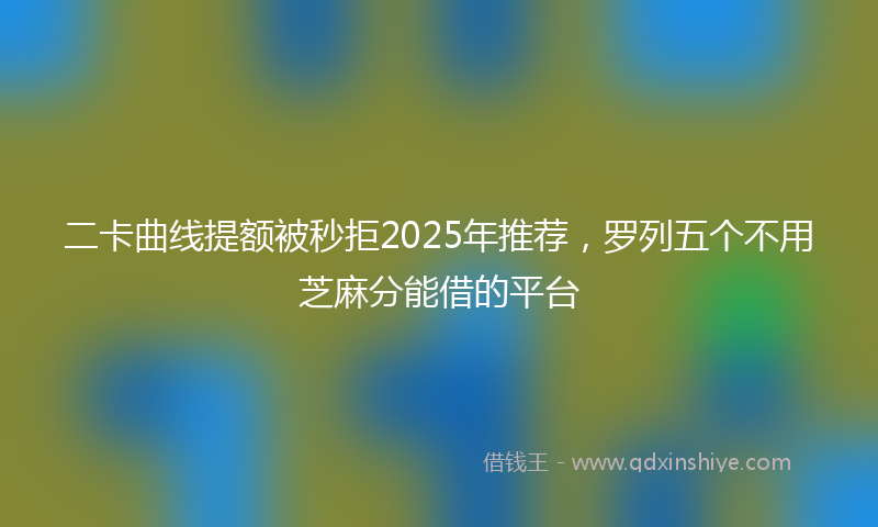 二卡曲线提额被秒拒2025年推荐，罗列五个不用芝麻分能借的平台