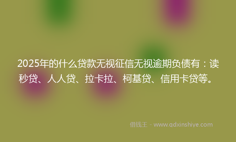 2025年的什么贷款无视征信无视逾期负债有：读秒贷、人人贷、拉卡拉、柯基贷、信用卡贷等。