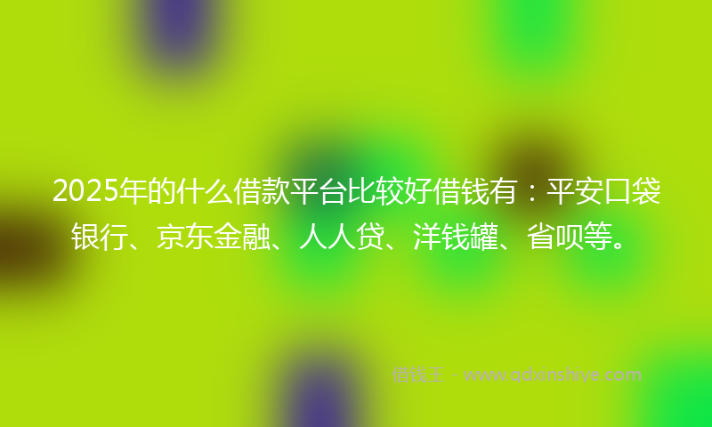 2025年的什么借款平台比较好借钱有：平安口袋银行、京东金融、人人贷、洋钱罐、省呗等。