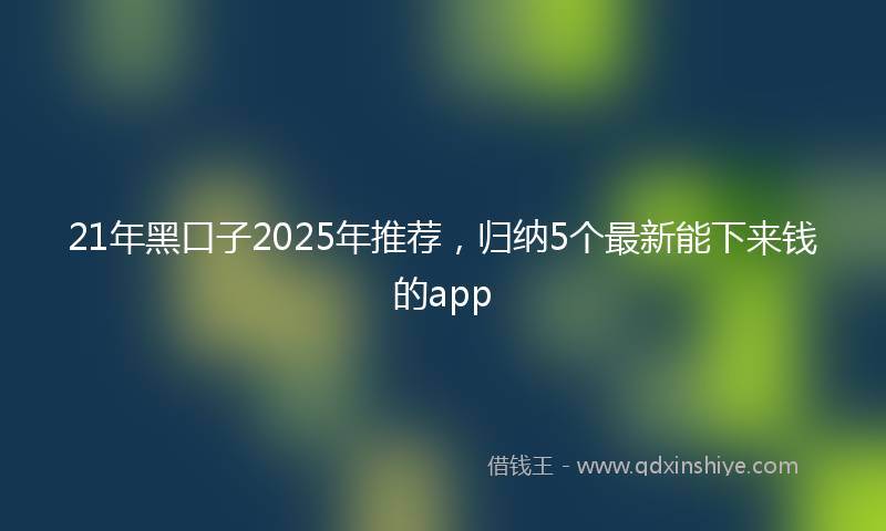 21年黑口子2025年推荐，归纳5个最新能下来钱的app