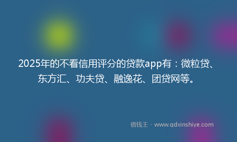 2025年的不看信用评分的贷款app有：微粒贷、东方汇、功夫贷、融逸花、团贷网等。