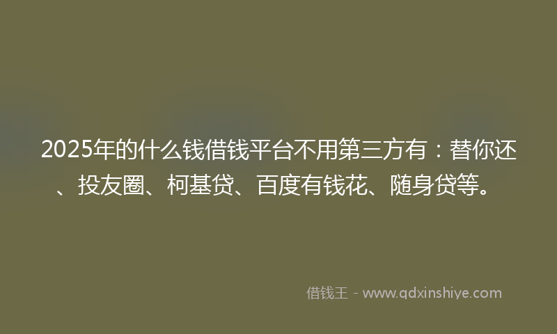 2025年的什么钱借钱平台不用第三方有：替你还、投友圈、柯基贷、百度有钱花、随身贷等。
