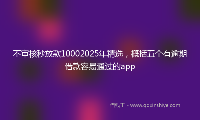 不审核秒放款10002025年精选，概括五个有逾期借款容易通过的app