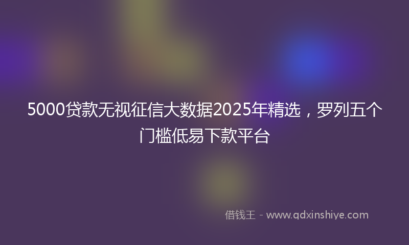 5000贷款无视征信大数据2025年精选，罗列五个门槛低易下款平台