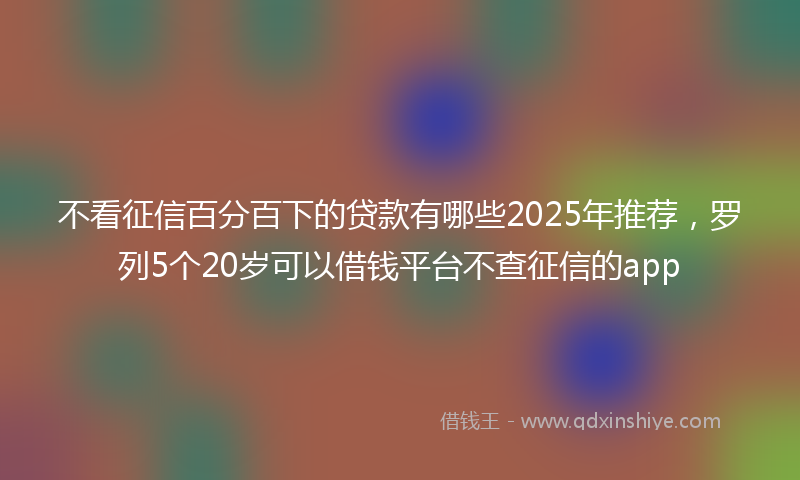 不看征信百分百下的贷款有哪些2025年推荐，罗列5个20岁可以借钱平台不查征信的app