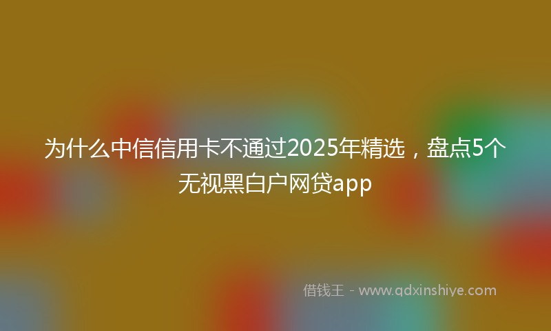为什么中信信用卡不通过2025年精选，盘点5个无视黑白户网贷app