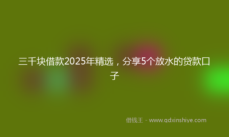 三千块借款2025年精选，分享5个放水的贷款口子