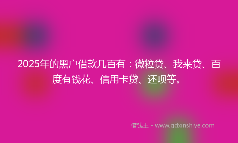 2025年的黑户借款几百有：微粒贷、我来贷、百度有钱花、信用卡贷、还呗等。