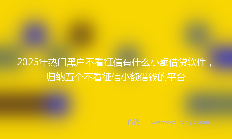 2025年热门黑户不看征信有什么小额借贷软件，归纳五个不看征信小额借钱的平台