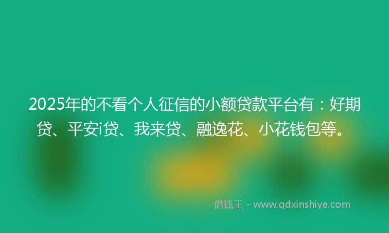2025年的不看个人征信的小额贷款平台有：好期贷、平安i贷、我来贷、融逸花、小花钱包等。