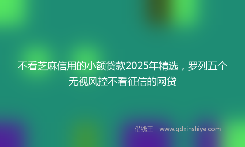 不看芝麻信用的小额贷款2025年精选，罗列五个无视风控不看征信的网贷