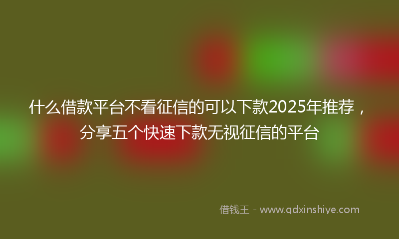 什么借款平台不看征信的可以下款2025年推荐，分享五个快速下款无视征信的平台