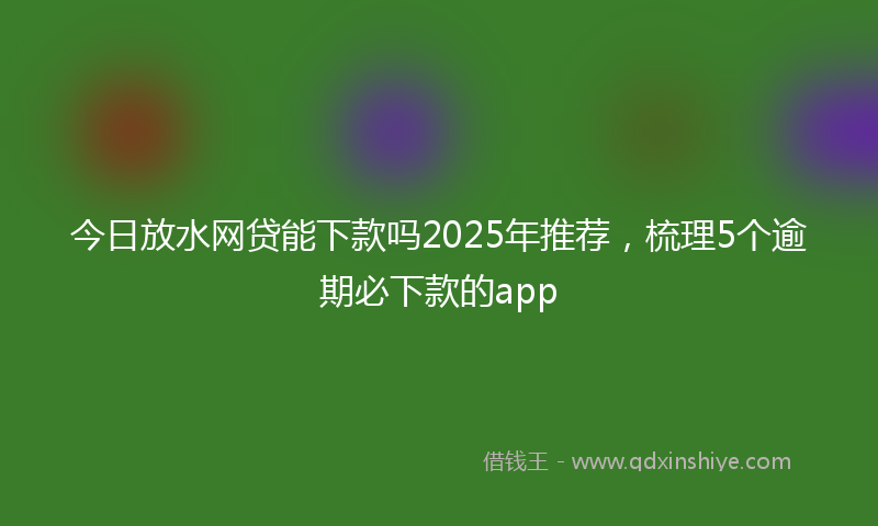 今日放水网贷能下款吗2025年推荐，梳理5个逾期必下款的app