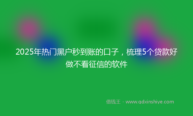 2025年热门黑户秒到账的口子，梳理5个贷款好做不看征信的软件