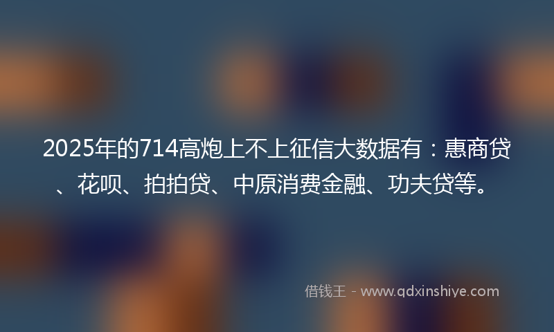 2025年的714高炮上不上征信大数据有：惠商贷、花呗、拍拍贷、中原消费金融、功夫贷等。