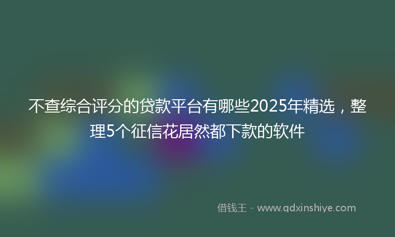 不查综合评分的贷款平台有哪些2025年精选，整理5个征信花居然都下款的软件