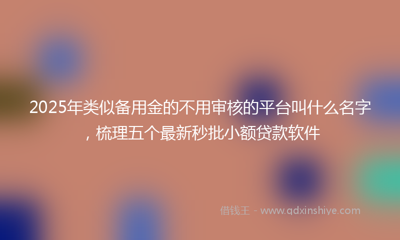 2025年类似备用金的不用审核的平台叫什么名字，梳理五个最新秒批小额贷款软件