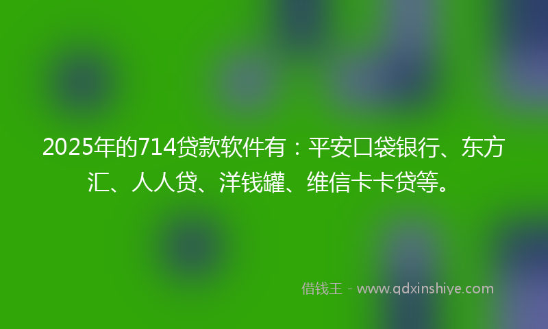 2025年的714贷款软件有：平安口袋银行、东方汇、人人贷、洋钱罐、维信卡卡贷等。