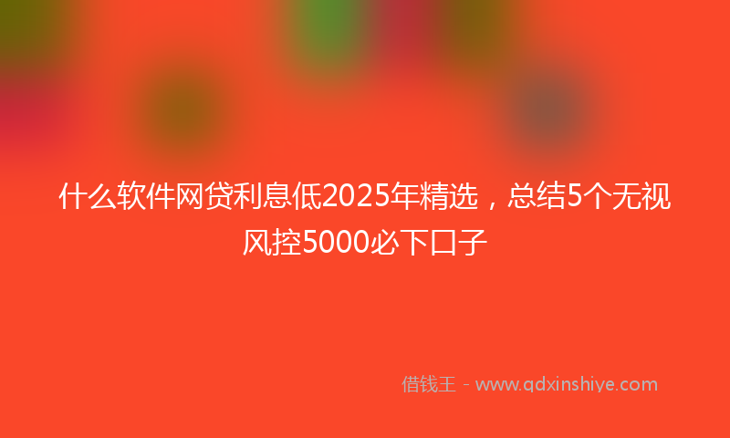 什么软件网贷利息低2025年精选，总结5个无视风控5000必下口子
