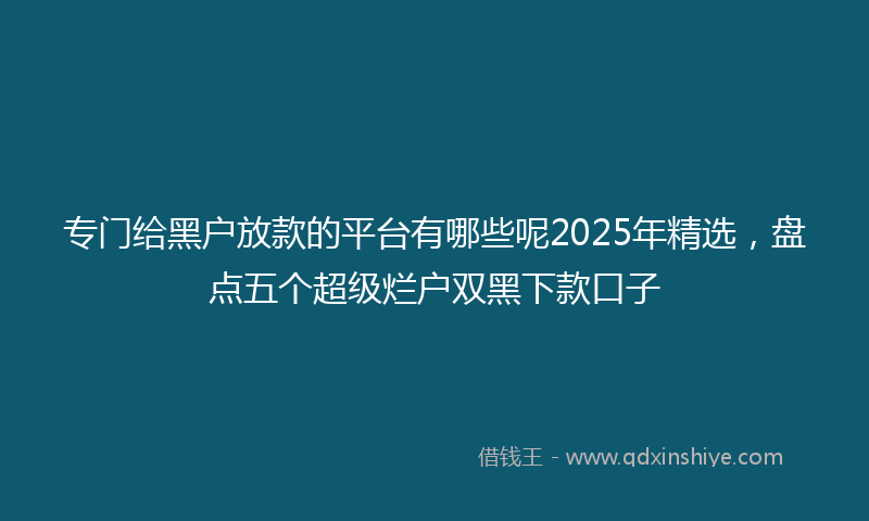 专门给黑户放款的平台有哪些呢2025年精选，盘点五个超级烂户双黑下款口子