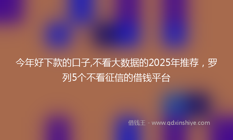 今年好下款的口子,不看大数据的2025年推荐，罗列5个不看征信的借钱平台