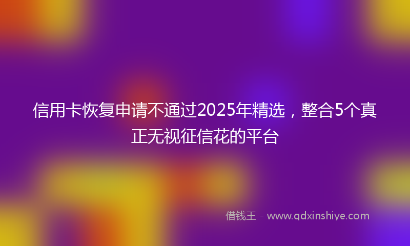信用卡恢复申请不通过2025年精选，整合5个真正无视征信花的平台