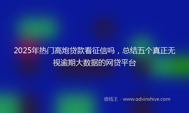 2025年热门高炮贷款看征信吗，总结五个真正无视逾期大数据的网贷平台
