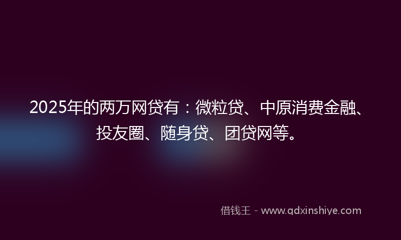 2025年的两万网贷有：微粒贷、中原消费金融、投友圈、随身贷、团贷网等。
