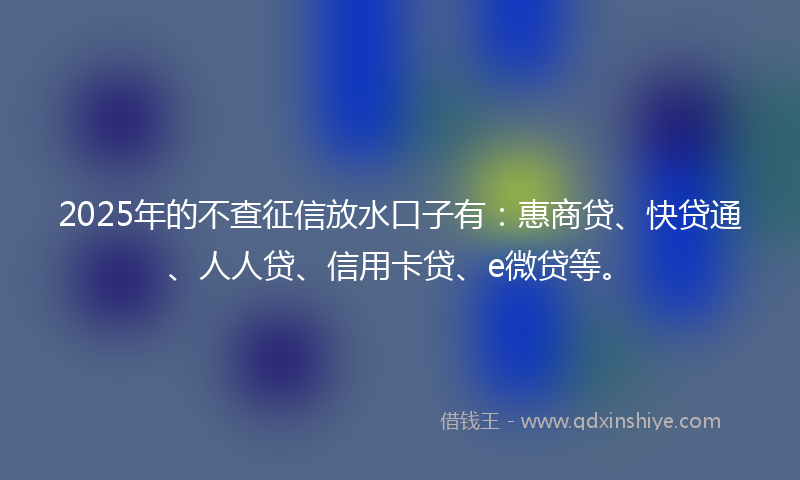 2025年的不查征信放水口子有：惠商贷、快贷通、人人贷、信用卡贷、e微贷等。