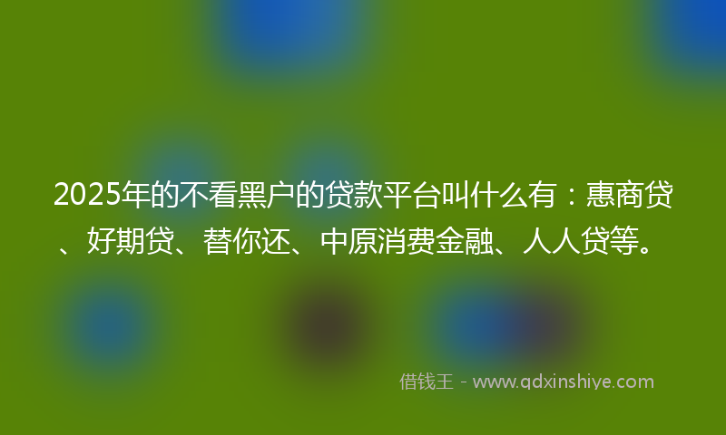 2025年的不看黑户的贷款平台叫什么有：惠商贷、好期贷、替你还、中原消费金融、人人贷等。
