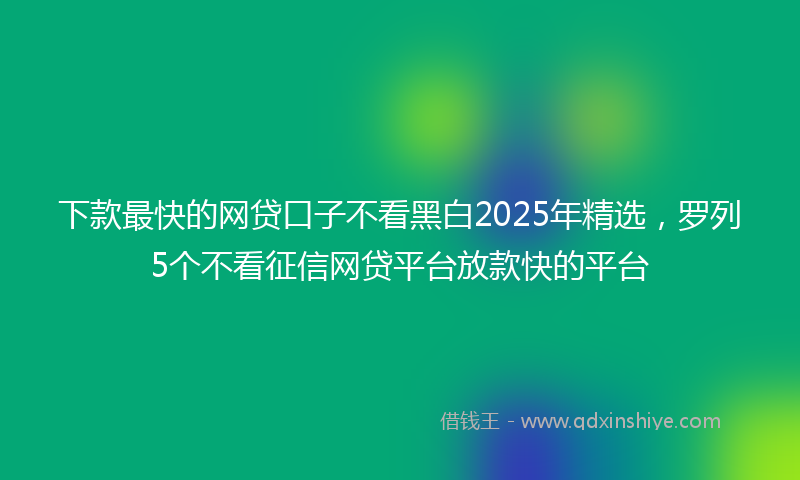 下款最快的网贷口子不看黑白2025年精选，罗列5个不看征信网贷平台放款快的平台